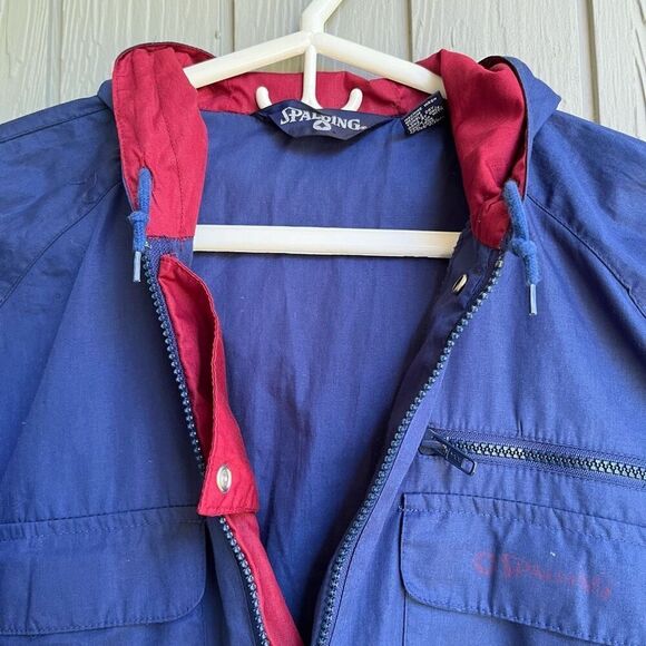 Vintage 80s Spalding Pullover Jacket L | Hooded Tennis Windbreaker Unisex - Picture 5 of 8